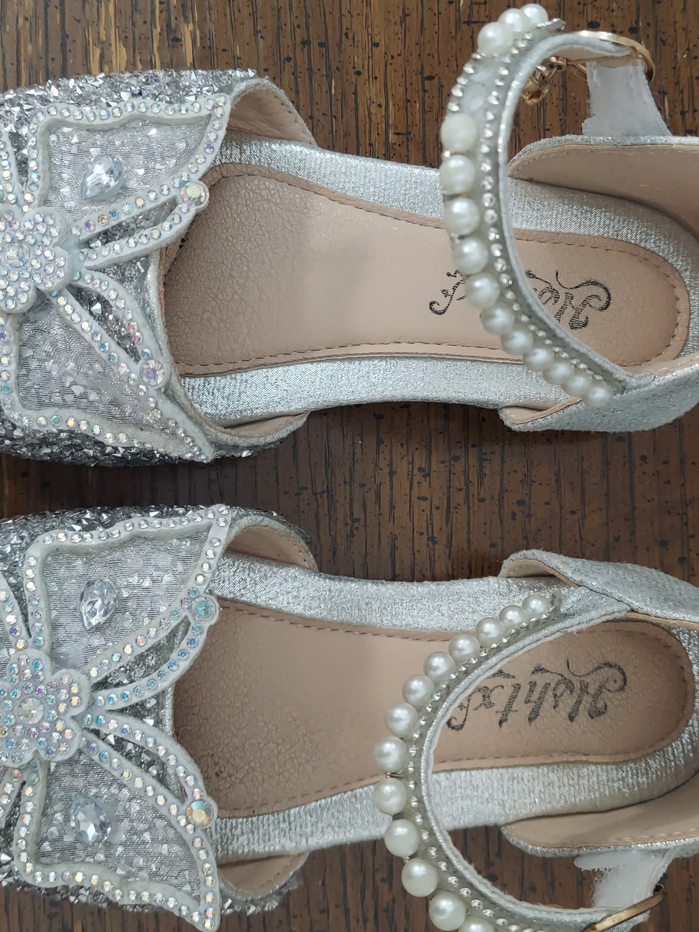 Pearl & Crystal Embellished Silver Sandals